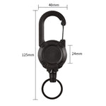 Backpack Carabiner Plastic Retractable Pull Badge Reel, Black-Steel Wire Rope, White-Steel Wire Rope, Black-Fiber Rope, White- Fiber Rope