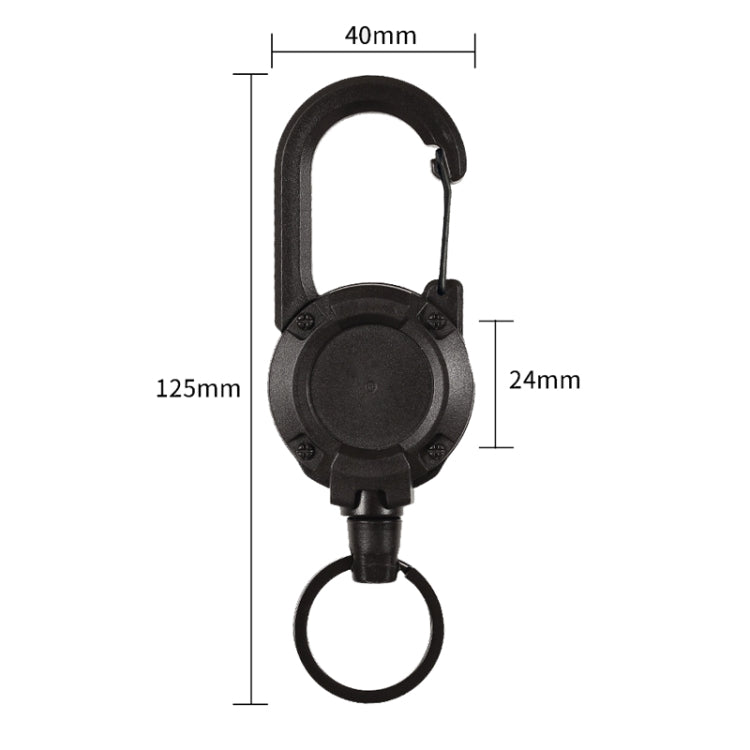 Backpack Carabiner Plastic Retractable Pull Badge Reel, Black-Steel Wire Rope, White-Steel Wire Rope, Black-Fiber Rope, White- Fiber Rope