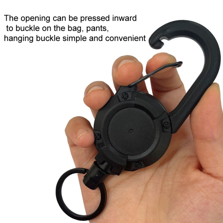 Backpack Carabiner Plastic Retractable Pull Badge Reel, Black-Steel Wire Rope, White-Steel Wire Rope, Black-Fiber Rope, White- Fiber Rope
