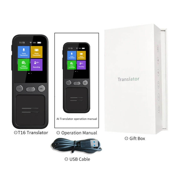 T16 Smart AI Translation Travel Translator Supports 138 Language Mutual Translation 14 Offline Translation, T16 Black, T16 White