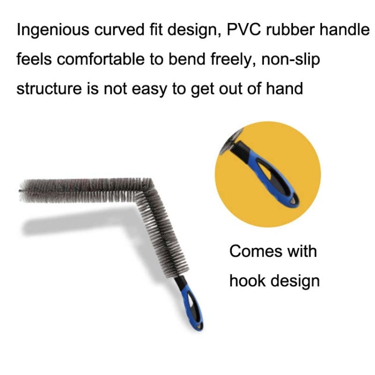 W-102 Car Steel Ring Hub Brush Long Handle Without Hair Hair Curved Cleaning Brush