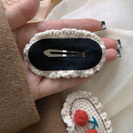 B316 2pcs Cute Woolen Knitting Hairpin Sweet and Versatile Handmade Side Clip, Beige, Cherry