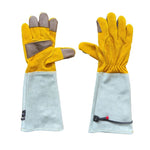 Leather Extended Thick Gardening Gloves Welder Work Gloves, Gold White L, Gold White XL