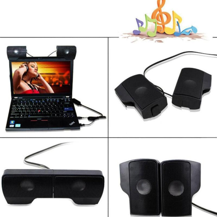 Mini Clip-On USB Stereo Speaker Soundbar for Notebook Laptop PC Desktop Tablet, Mini Clip-On
