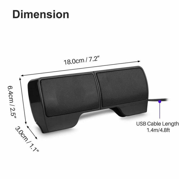 Mini Clip-On USB Stereo Speaker Soundbar for Notebook Laptop PC Desktop Tablet, Mini Clip-On