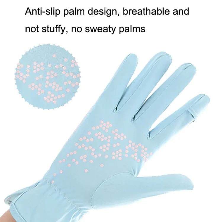 1pair Driving Sunscreen Anti-ultraviolet Thin Summer Ice Silk Dew Finger Non-slip Riding Gloves, Free Size