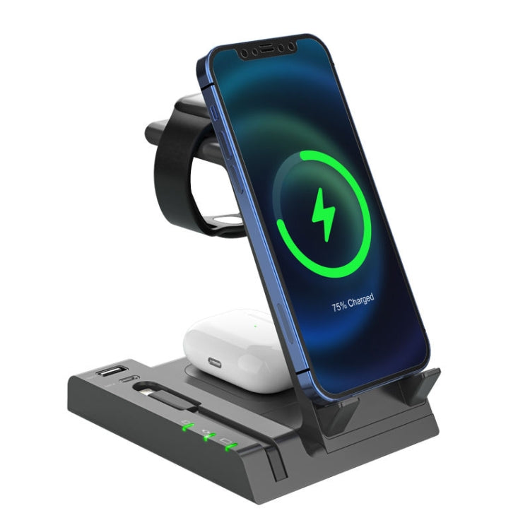قاعدة شحن لاسلكي 6 في 1 Z252 مع منفذ USB-C / Type-C وكابل شحن 8 سنون