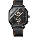 BINBOND B6577 30M Waterproof Luminous Square Quartz Watch, Black Leather-Rose Gold, Black Leather-Black-Rose Gold, Black Leather-Black-Black, Black Leather-White-White, Black Steel-Black-Rose Gold, Black Steel-Black-White, Rose Gold-Black-Rose Gold    ...