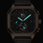 BINBOND B6577 30M Waterproof Luminous Square Quartz Watch, Black Leather-Rose Gold, Black Leather-Black-Rose Gold, Black Leather-Black-Black, Black Leather-White-White, Black Steel-Black-Rose Gold, Black Steel-Black-White, Rose Gold-Black-Rose Gold    ...