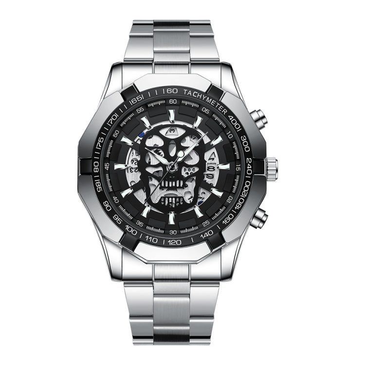 BINBOND S034 30M Waterproof Quartz Watch Skull Skeleton Luminous Watch