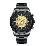 BINBOND S034 30M Waterproof Quartz Watch Skull Skeleton Luminous Watch
