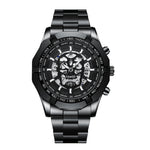 BINBOND S034 30M Waterproof Quartz Watch Skull Skeleton Luminous Watch