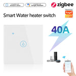 مفتاح ذكي Tuya ZigBee 40A عالي الطاقة لسخان ماء، ضوء، مكيف هواء مع تحكم صوتي عن بعد، ZigBee 40A أبيض، ZigBee 40A أسود