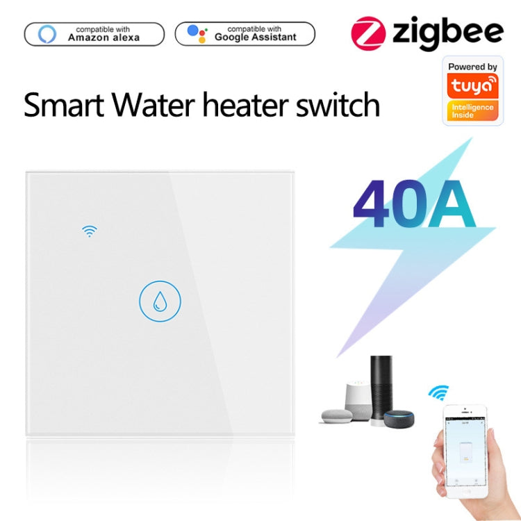 مفتاح ذكي Tuya ZigBee 40A عالي الطاقة لسخان ماء، ضوء، مكيف هواء مع تحكم صوتي عن بعد، ZigBee 40A أبيض، ZigBee 40A أسود