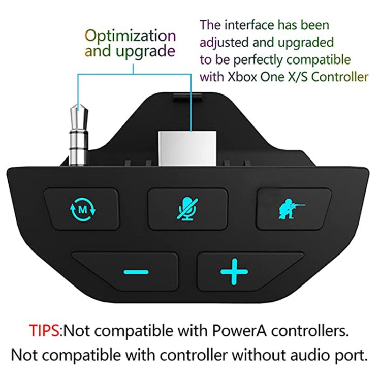 For Microsoft Xbox One S / X / Elite HS-XO193A Gamepad Sound Enhancer 3.5mm Converter Headphone Adapter, For Xbox One S / X / Elite