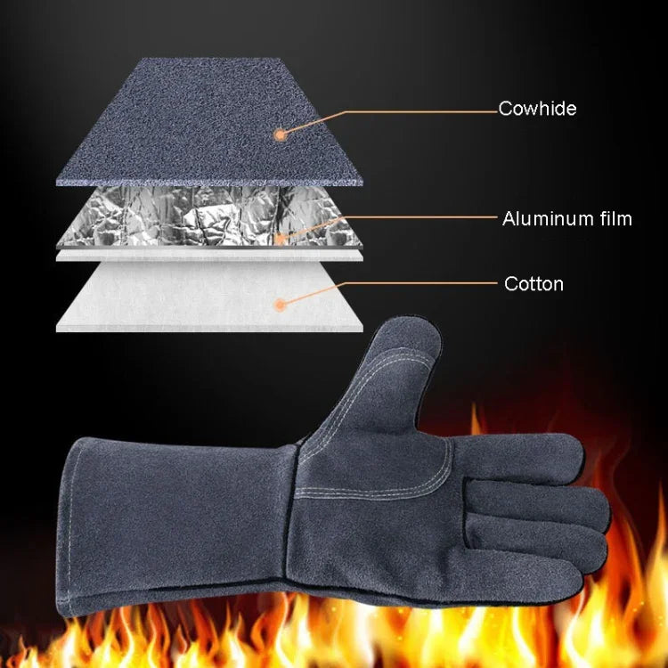 Outdoor Camp BBQ Gloves High Temperature Resistant Insulation Gloves, 2417