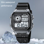 SKMEI 1998 Transparent Shell Ice Sensor Outdoor Sports Waterproof Multi-function Watch, 1998 White, 1998 Black