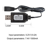 شاحن بطارية ليثيوم 7.4 فولت لملحقات طائرات الألعاب مع كابل بيانات USB