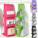 B05005 Double Sided 6 Pocket Hanging Bag Non-woven Fabric Hanging Handbag Organizer, B05005 Purple, B05005 Black, B05005 Grey, B05005 Rose Red, B05005 Green, B05005 Blue