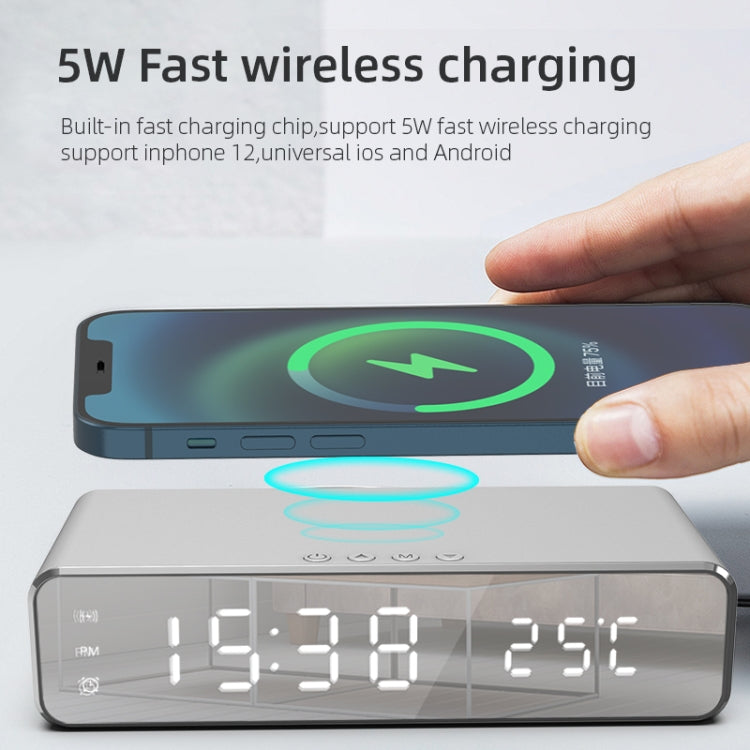 W258 مع عرض الساعة / درجة الحرارة هاتف مكتبي / شحن لاسلكي للسماعة، W258 5W (فضي)، W258 5W (أسود)