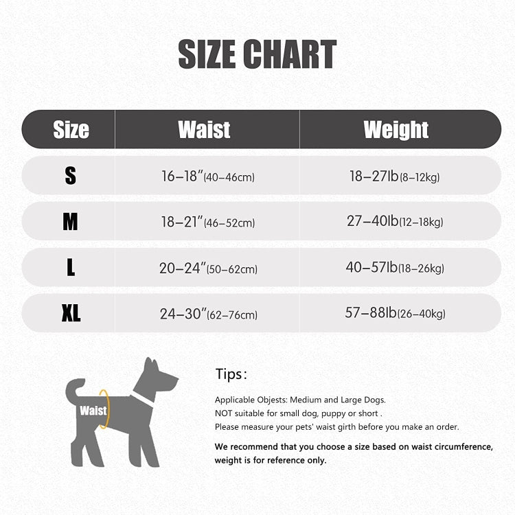 Dog Hind Leg Auxiliary Strap Decompression Auxiliary Travel Belt For Elderly and Injured Dog, S, M, L