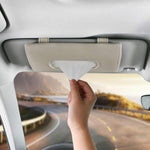 Car Sun Visor Tissue Holder Leather Hanging Storage Box, Black, Beige