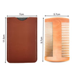 TW-BC90 Beard Wooden Comb Beard Shape Double-Sided Comb With PU Leather Case, Wooden