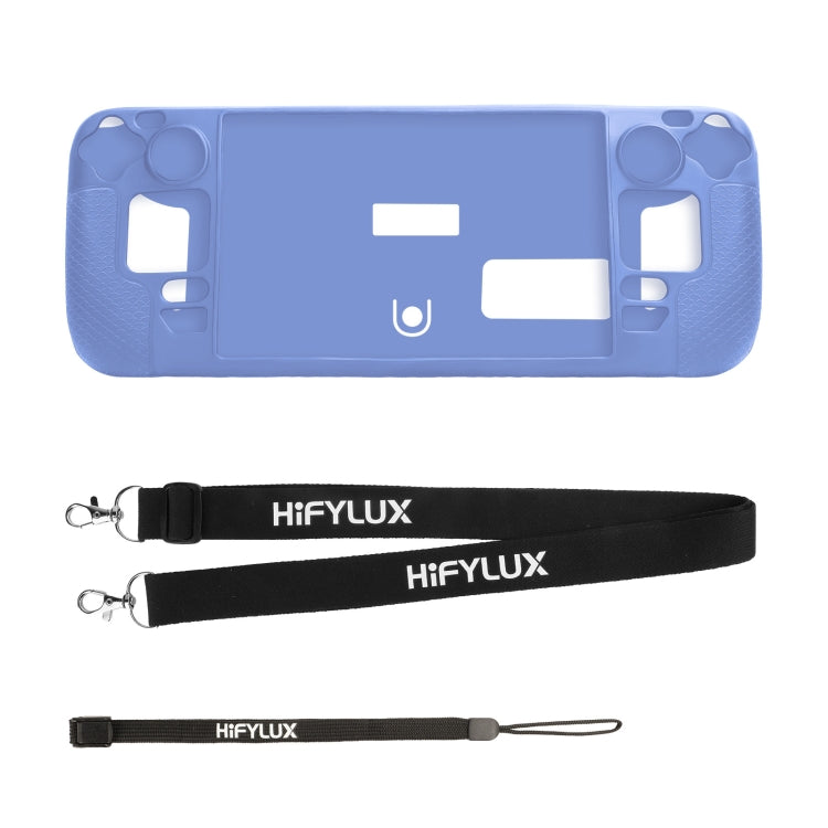 For Steam Deck Hifylux ST-PF14 Game Console Silicone Case Anti-scratch Non-slip Handheld Case Lanyard, Silicone Case Blue, Silicone Case Red