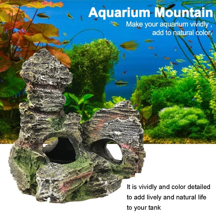 Stone Fish Tank Landscape Simulation Resin Aquarium Decorative Ornament, Style:, Cave Mountain C, Cave Mountain D, Small Rockery, Three-legged Rockery, Big Rockery, Shunfeng Mountain, Yu Mountain