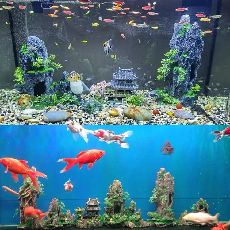 Stone Fish Tank Landscape Simulation Resin Aquarium Decorative Ornament, Style:, Cave Mountain C, Cave Mountain D, Small Rockery, Three-legged Rockery, Big Rockery, Shunfeng Mountain, Yu Mountain