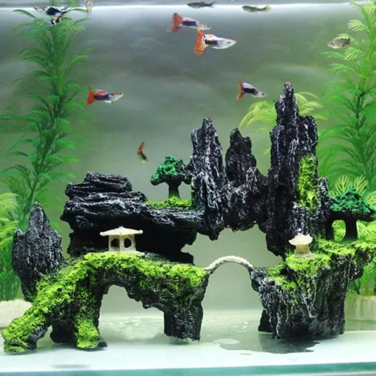 Stone Fish Tank Landscape Simulation Resin Aquarium Decorative Ornament, Style:, Cave Mountain C, Cave Mountain D, Small Rockery, Three-legged Rockery, Big Rockery, Shunfeng Mountain, Yu Mountain