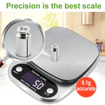 Small Multifunctional Kitchen High Precision Electronic Scale LCD Digital Display Food Scale, 3kg/ 0.1g, 5kg/ 0.1g, 10kg/ 1g