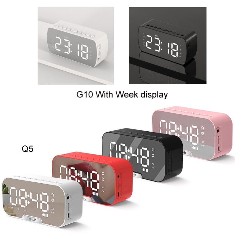 مكبر صوت بلوتوث محمول صغير مع ساعة وراديو خارجي، Q5 أسود 1400mAh، Q5 أبيض 1400mAh