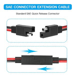2pcs 20A Solar Car Battery SAE Power Extension Cable, 15cm, 30cm, 100cm