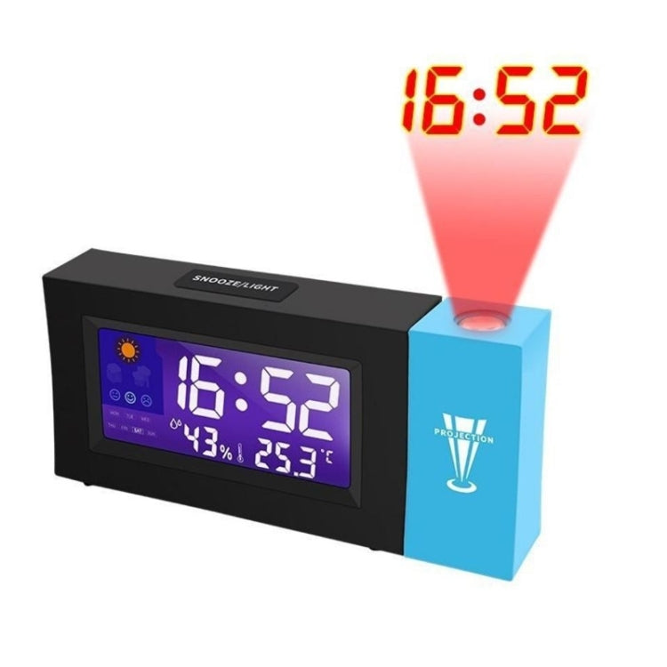 8290 Electronic Colour Screen Weather Clock Weather Forecast Projection Clock Rotatable Digital Clock, Without USB Cable, With USB Cable