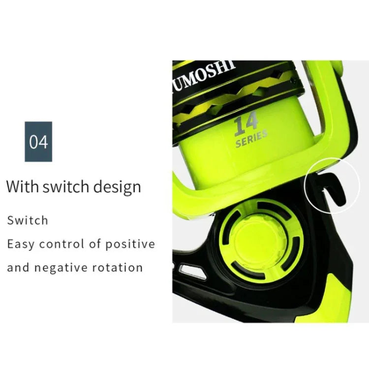 بكرة صيد معدنية بسلك معدني، YUMOSHI OE2000 (أخضر)، YUMOSHI OE3000 (أخضر)، YUMOSHI OE4000 (أخضر)، YUMOSHI OE5000 (أخضر)، YUMOSHI OE6000 (أخضر)، YUMOSHI OE7000 (أخضر)