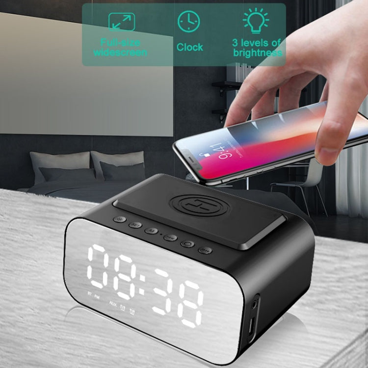 مكبر صوت بلوتوث بشاحن لاسلكي LED مع ساعة ذكية متعددة الوظائف BT510 بقوة 15 واط، BT510 (أبيض)، BT510 (أسود حديدي)