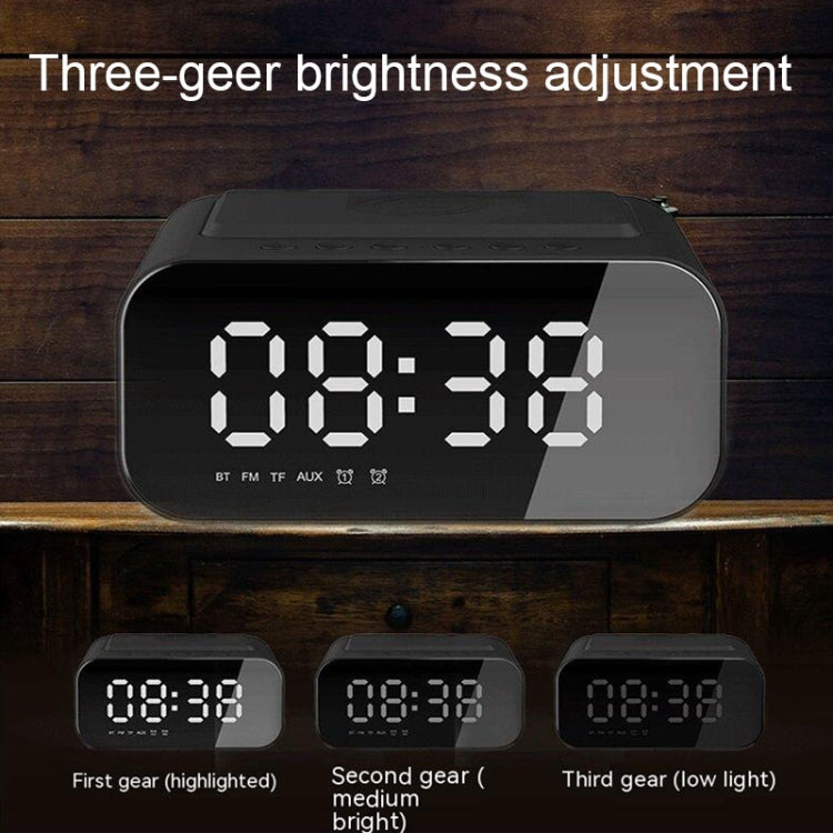 مكبر صوت بلوتوث بشاحن لاسلكي LED مع ساعة ذكية متعددة الوظائف BT510 بقوة 15 واط، BT510 (أبيض)، BT510 (أسود حديدي)