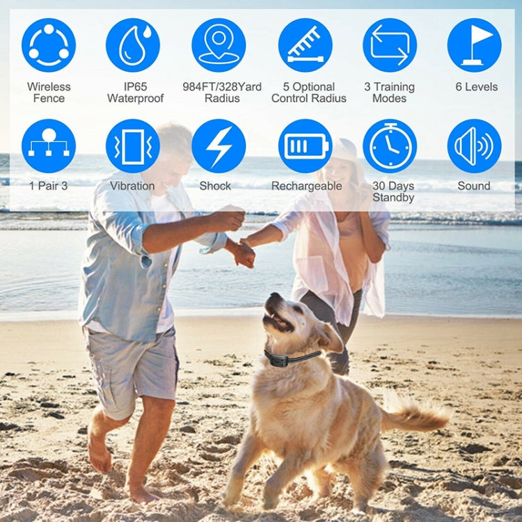 2-in-1 Elektrischer Hundezaun & Ferntrainingshalsband mit einstellbarer Vibrations- und Schockfunktion, für 1 Hund, für 2 Hunde, für 3 Hunde