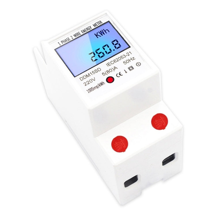 عداد سكة متعدد الوظائف أحادي الطور DDM15SD مع شاشة LCD بإضاءة خلفية، 5 (20) أمبير، 5 (32) أمبير، 10 (40) أمبير، 15 (60) أمبير، 20 (80) أمبير، 5 (80) أمبير