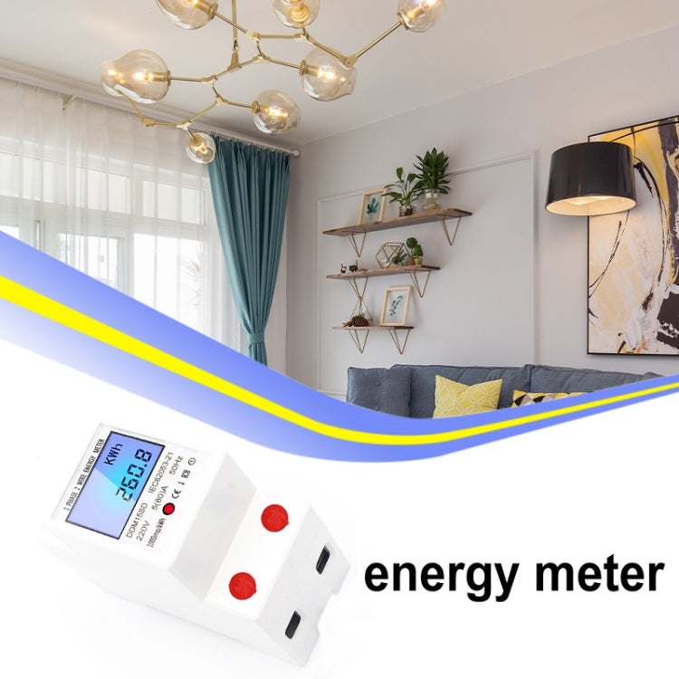 عداد سكة متعدد الوظائف أحادي الطور DDM15SD مع شاشة LCD بإضاءة خلفية، 5 (20) أمبير، 5 (32) أمبير، 10 (40) أمبير، 15 (60) أمبير، 20 (80) أمبير، 5 (80) أمبير