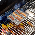 Hot Dog Sausage Grill Stainless Steel Wooden Handle BBQ Rack Kitchen Tools, Hot Dog Sausage Grill