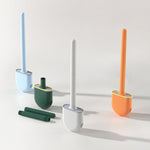 Soft Rubber Toilet Brush Clamp No Dead Space Cleaning Brush, Leakage, Drain