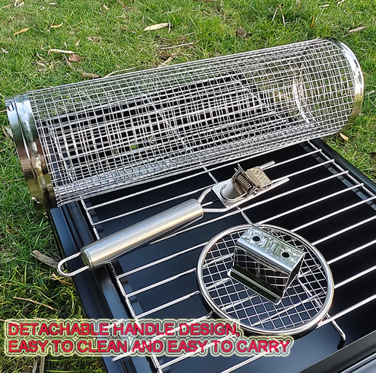 Upgrade With Handle BBQ Cage Stainless Steel  Barbecue Basket, 30cm+Handle 18cm