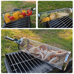 Upgrade With Handle BBQ Cage Stainless Steel  Barbecue Basket, 30cm+Handle 18cm