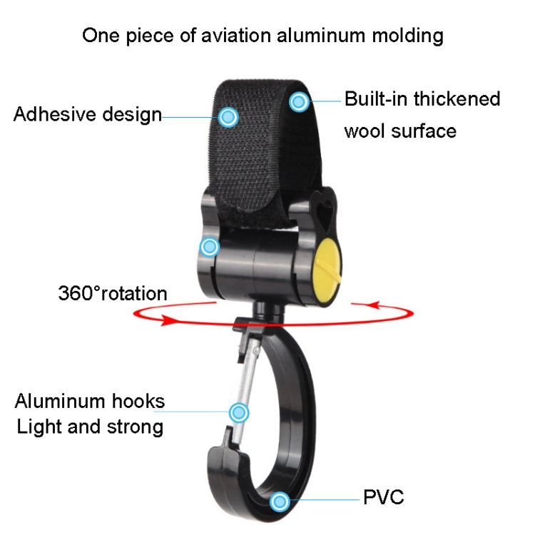 2pcs Universal Baby Stroller Hooks Accessories 360 Degree Sticky Hooks, Sticky Hooks(Pink), Sticky Hooks(Yellow), Sticky Hooks(Black)