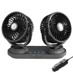 12V/24V Vehicle Electric Oscillating Head Rotatable Double Head Fan, F623U, F623
