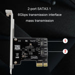 PCIE 2 Port SATA 3.0 Expansion Card 6Gbps Computer Desktop Chassis Conversion Card
