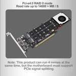 PCI-E X16 to M.2 M-key NVME X4 SSD RAID Array Expansion Adapter Support 2242/2260/2280/22110, PH44Plus