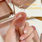 5pcs/Set Medium Portable Makeup Brush Set With Mirror Mini Multifunctional Makeup Brush, Brown, Rose Red, Pink, Fluorescent Green